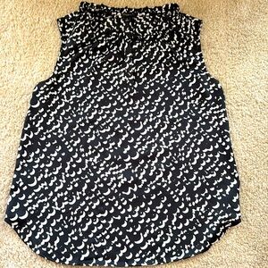 Ann Taylor Black Smocked Sleeveless Blouse
